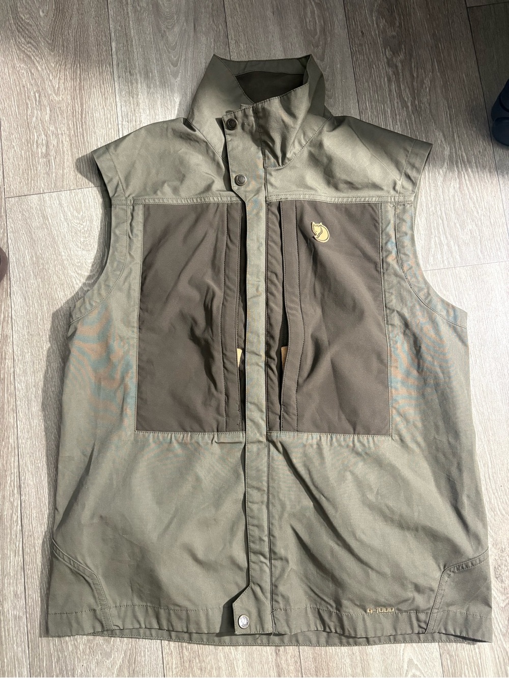 Fjallraven Olive Green Field Vest with Dark Chest Panels